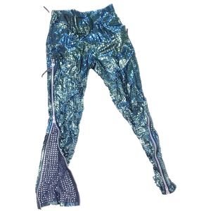 VINTAGE PLEATHER MESH ZIP-UP PANTS